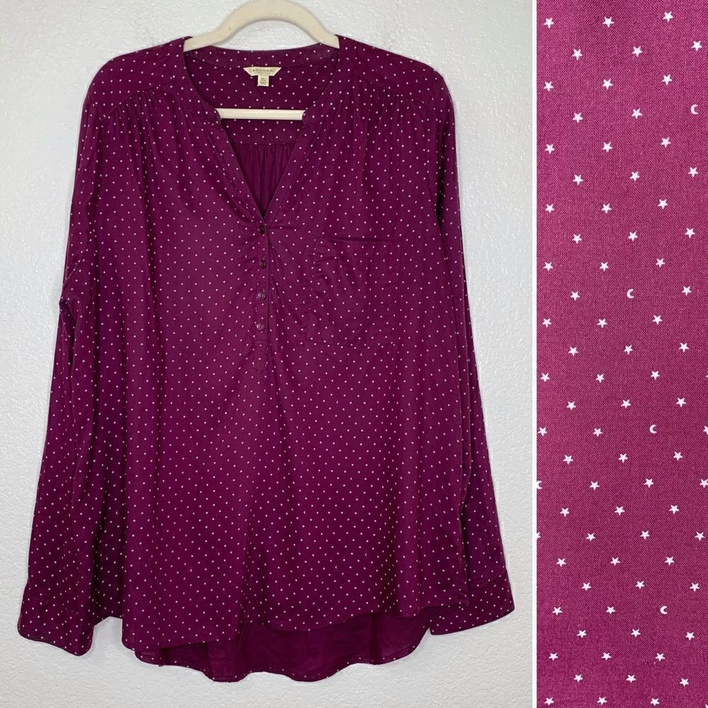 Sonoma Women’s Size XL Burgundy V-neck Long Sleeves Top, Size XL